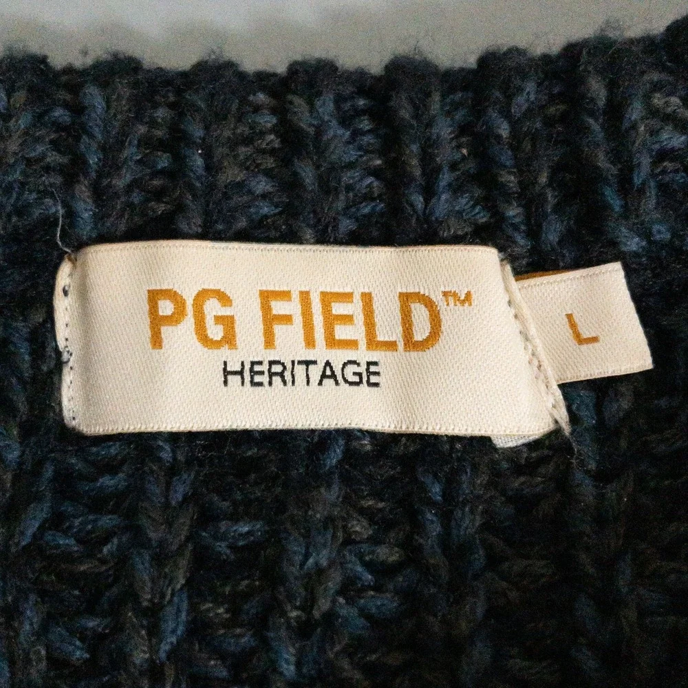PG Field Heritage Chunky Knit Sweater Mens L Blue Country Fisherman EWM